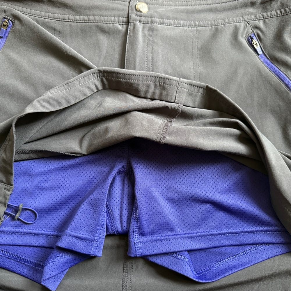 Title Nine Charcoal Gray Swim Skirt with Purple Zipper Accents, Size 10